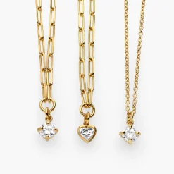 0.3 ct Round Shape Diamond Necklace - Gold Vermeil