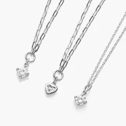 0.3 ct Round Shape Diamond Necklace - Silver