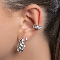 Baguette Cubic Zirconia Ear Cuff - Silver