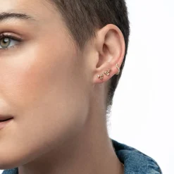 Baguette Cubic Zirconia Stud Earrings - Gold Vermeil