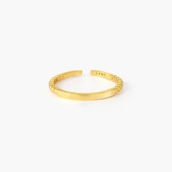 Bar Ring with Beaded Band - Gold Plated