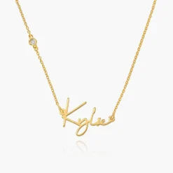 Belle Custom Name Necklace with Diamond - Gold Vermeil