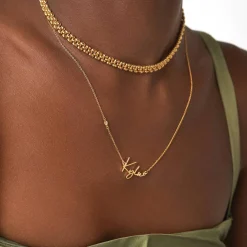 Belle Custom Name Necklace with Diamond - Gold Vermeil