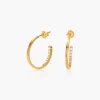 Big Hoop Earrings With Cubic Zirconia - Gold Vermeil