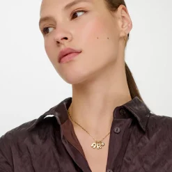 Bubble Up Initial Necklace with Diamond -14k Solid Gold