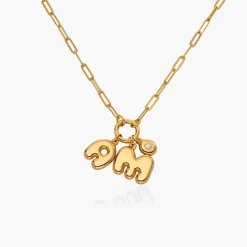 Bubble Up Initial Necklace with Diamond - Gold Vermeil