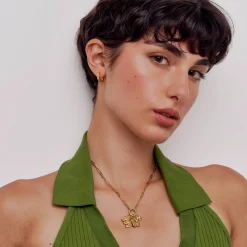 Bubble Up Initial Necklace with Diamond - Gold Vermeil