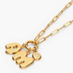 Bubble Up Initial Necklace with Diamond - Gold Vermeil