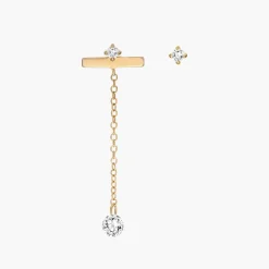 Capri Floating Diamond Stud Earrings - Gold Vermeil