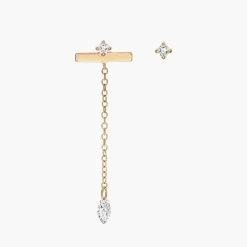 Capri Floating Diamond Stud Earrings - Gold Vermeil