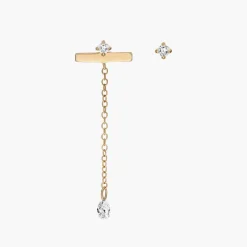 Capri Floating Diamond Stud Earrings - 14k Solid Gold