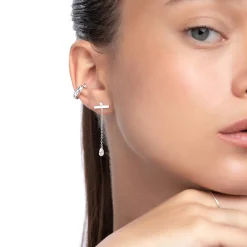 Capri Floating Diamond Stud Earrings - Silver