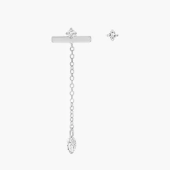 Capri Floating Diamond Stud Earrings - Silver