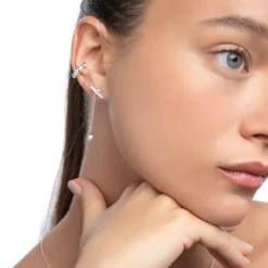 Capri Floating Diamond Stud Earrings - Silver