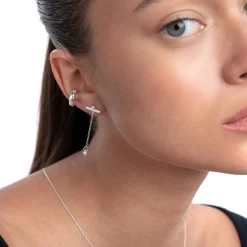 Capri Floating Diamond Stud Earrings - Silver