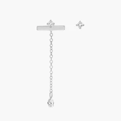 Capri Floating Diamond Stud Earrings - Silver