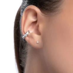 Capri Floating Diamond Stud Earrings - Silver