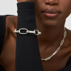 Chunky Paperclip Bracelet With Engraving - Silver