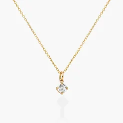 Classic 0.3 ct Round Shape Diamond Necklace - Gold Vermeil