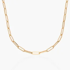Classic Paperclip Chain Necklace - 14k Solid Gold