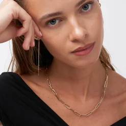 Classic Paperclip Chain Necklace - 14k Solid Gold