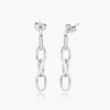 Cuban Link Chain Stud Earring - Silver