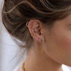 Ear Cuff Cartilage Hoop Earrings - Gold Plated