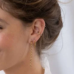 Ear Cuff Cartilage Hoop Earrings - Gold Plated