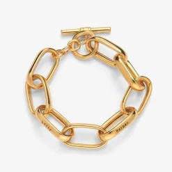 Engraved Chunky Paperclip Bracelet with Diamonds - Gold Vermeil