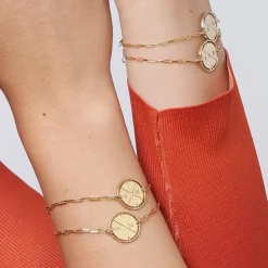 Engraved Compass Bracelet - Gold Vermeil