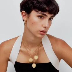 Engraved Constellation Necklace with Diamonds - Gold Vermeil