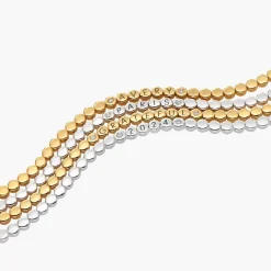 Engraved Dot Bracelet with Diamonds - Gold Vermeil