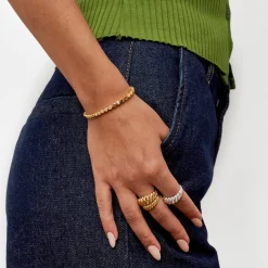 Engraved Dot Bracelet with Diamonds - Gold Vermeil