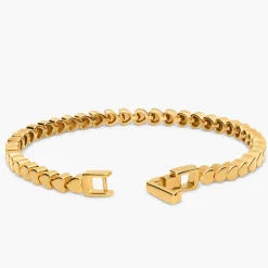 Engraved Dotted Heart Bracelet with Diamonds - Gold Vermeil