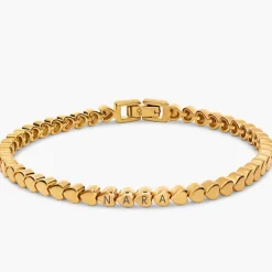 Engraved Dotted Heart Bracelet - Gold Vermeil