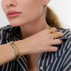 Engraved Dotted Heart Bracelet - Gold Vermeil