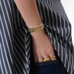 Engraved Dotted Heart Bracelet - Gold Vermeil