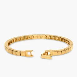 Engraved Dotted Square Bracelet - Gold Vermeil