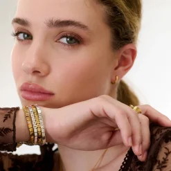 Engraved Dotted Square Bracelet - Gold Vermeil