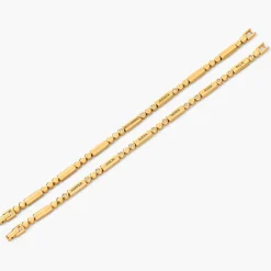 Engraved Mixed Dots Rectangle Bracelet with Diamonds- Gold Vermeil