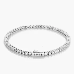 Engraved Moissanite Tennis Bracelet - 14k White Gold
