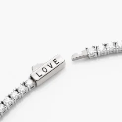 Engraved Moissanite Tennis Bracelet - 14k White Gold
