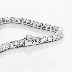 Engraved Moissanite Tennis Bracelet - 14k White Gold