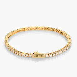 Engraved Moissanite Tennis Bracelet - 14k Solid Gold
