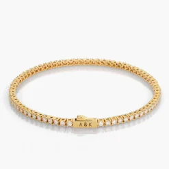 Engraved Moissanite Tennis Bracelet - Gold Vermeil