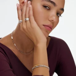 Engraved Moissanite Tennis Bracelet - Gold Vermeil