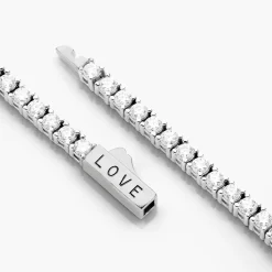 Engraved Moissanite Tennis Bracelet- Silver