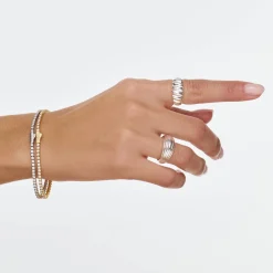 Engraved Moissanite Tennis Bracelet- Silver