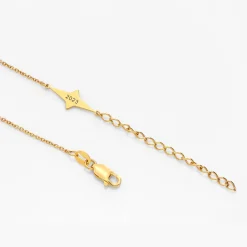 Engraved Northern Star Necklace with 0.3ct Green Emerald Gemstone - Gold Vermeil