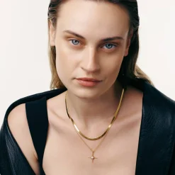 Engraved Northern Star Necklace with 0.3ct Diamond - Gold Vermeil